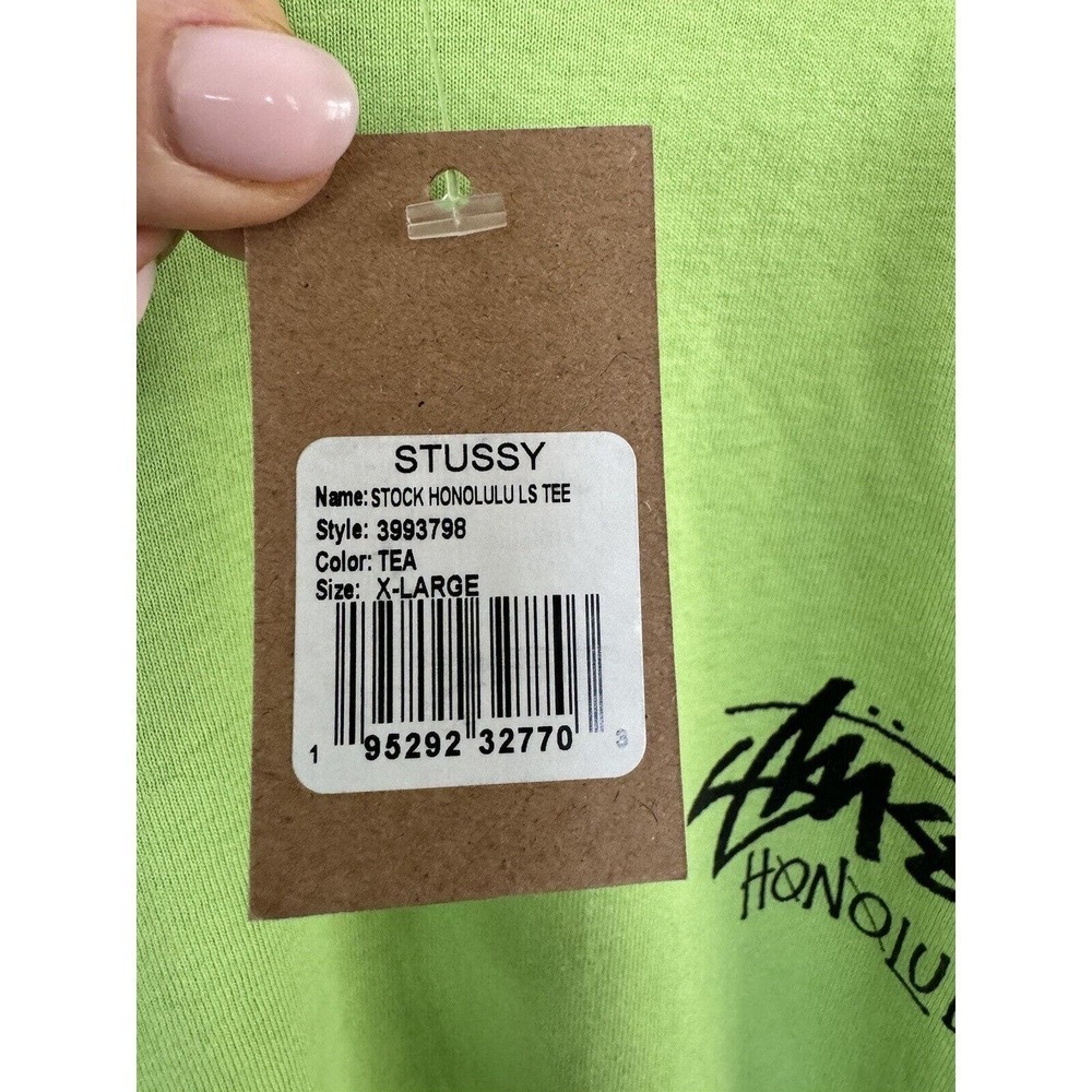 STUSSY HONOLULU HAWAII RARE LIMITED EDITION LONG SLEEVE TEE SIZE XL Green​​​ - Picture 5 of 7